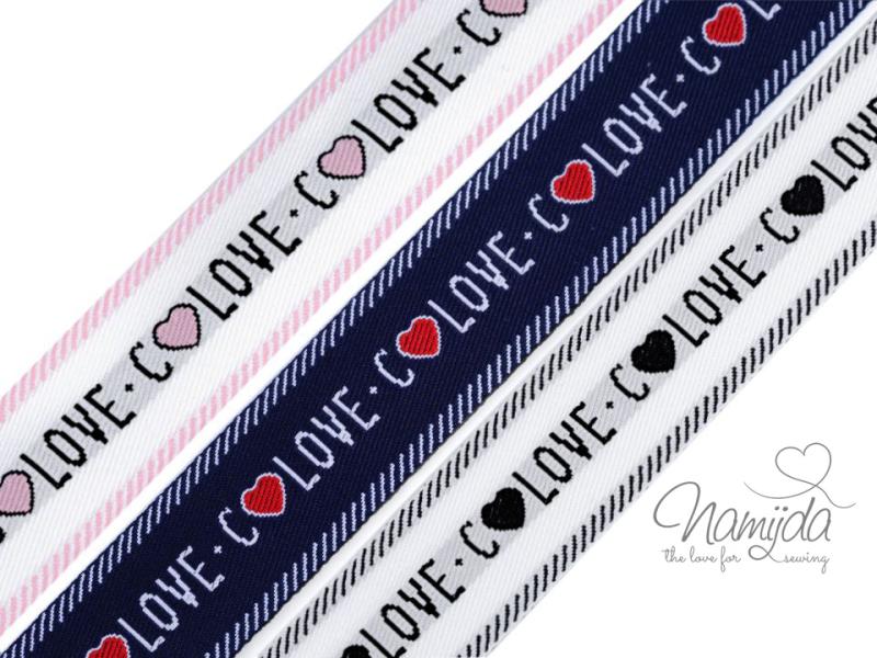 1 MTR. LOVE WEBBAND - RoSE 2,8cm