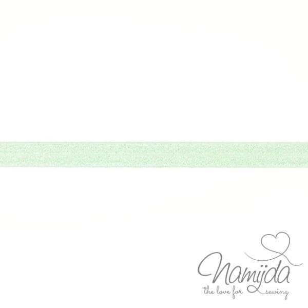 1 MTR. ♥ XL Elastisches Einfassband - GLITTER HellMint - Falzgummi 20mm ♥