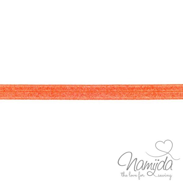 1 MTR. ♥ XL  Elastisches Einfassband - GLITTER Orange - Falzgummi 20mm ♥