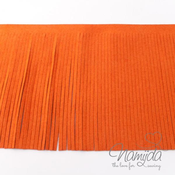 1Mtr. ♥XL Kunstleder Fransenband ORANGE - 12cm ♥