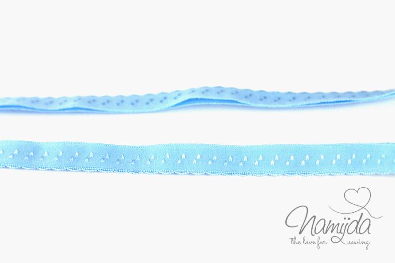 1 MTR. ♥ Elastisches Einfassband -  Schrägband - Puderblau  ♥