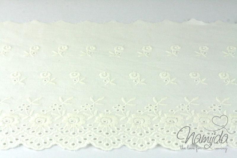 ♥1 Mtr. Wäschespitze - XXL Creme FLOWERS  17,5cm ♥