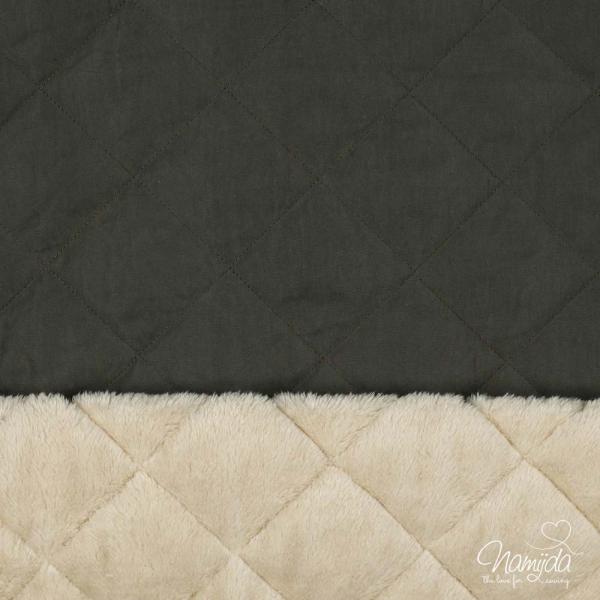 0,5 MTR. ♥ SUPER WEICHER ABGESTEPPTER JACKENSTOFF VELOUR KHAKI ♥