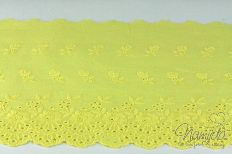 ♥1 Mtr. Wäschespitze -XXL Yellow FLOWERS  17,5cm ♥