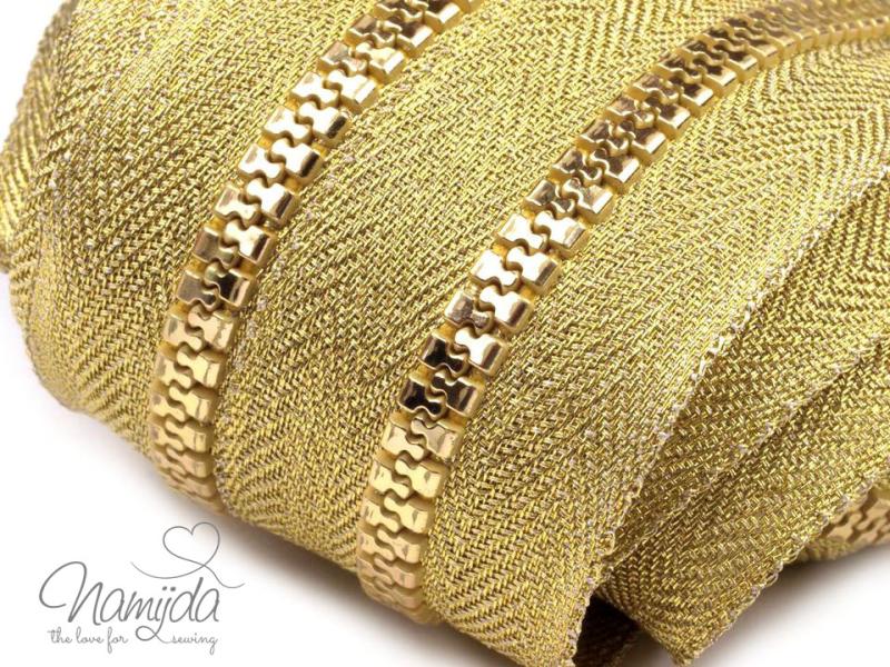 1 MTR. REIßVERSCHLuSS - GoLD - 5mm - (Passender Zipper Artikel 702F)