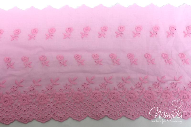 ♥1 Mtr. Wäschespitze -XXL Light Pink FLOWERS  17,5cm ♥