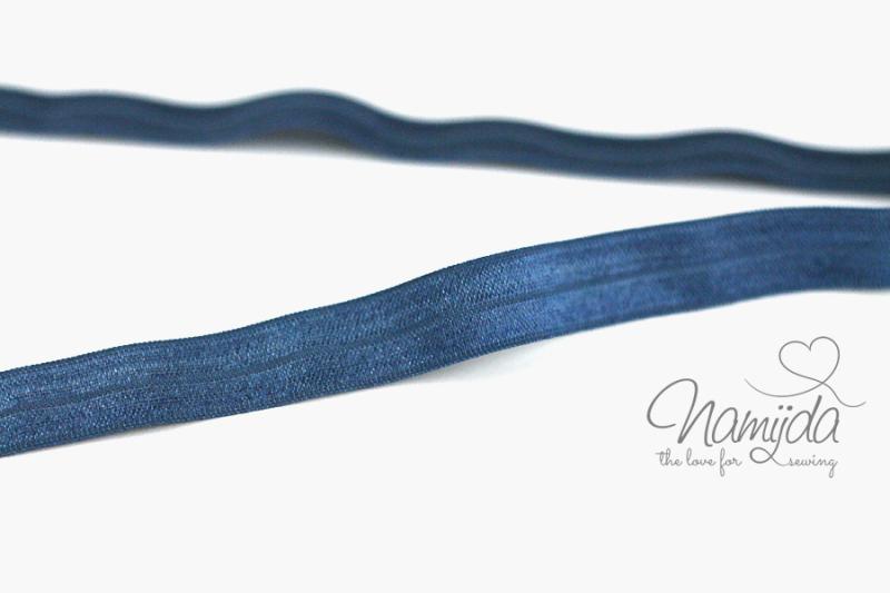 1 MTR. ♥ Elastisches Einfassband - Jeans -  Falzgummi - Glänzend ♥