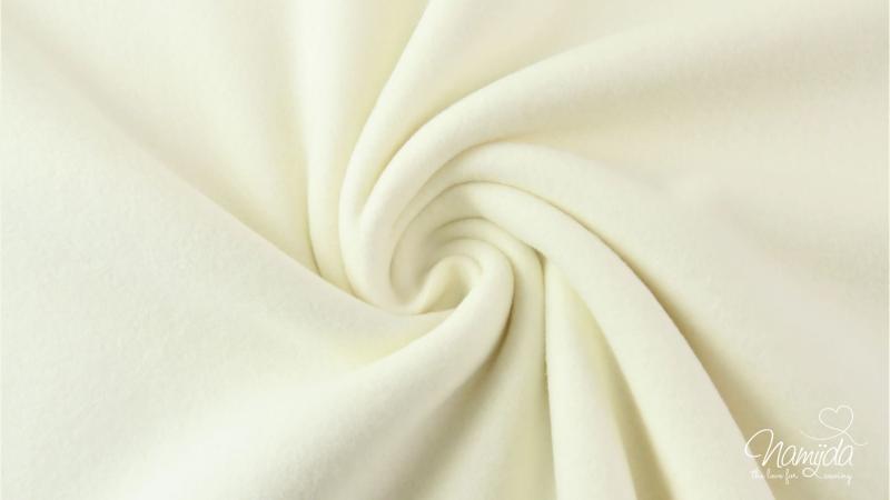0,5 MTR. ♥ BIO Doubelface Baumwollfleece NATUR WeiSS MELANGE - 100% Baumwolle ♥