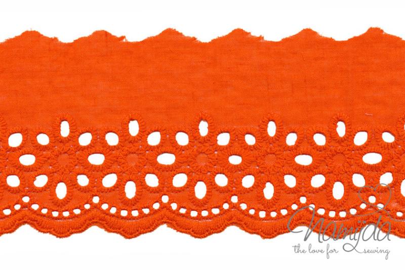 ♥1 Mtr. Wäschespitze - XXL Blütentraum 8cm - Orange ♥