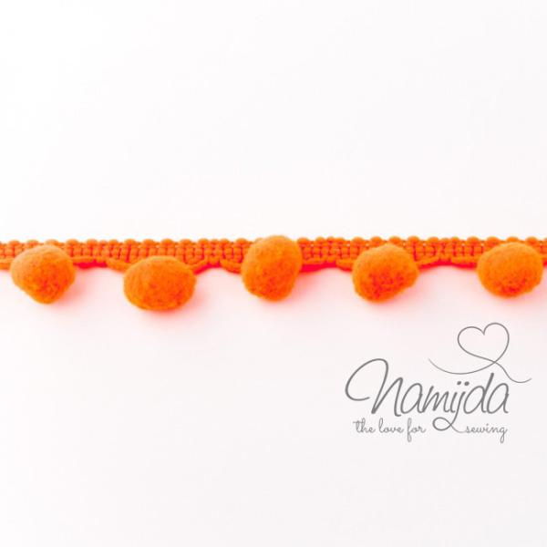 1 MTR. ♥ PomPom Bommelborte NeoN Orange ♥