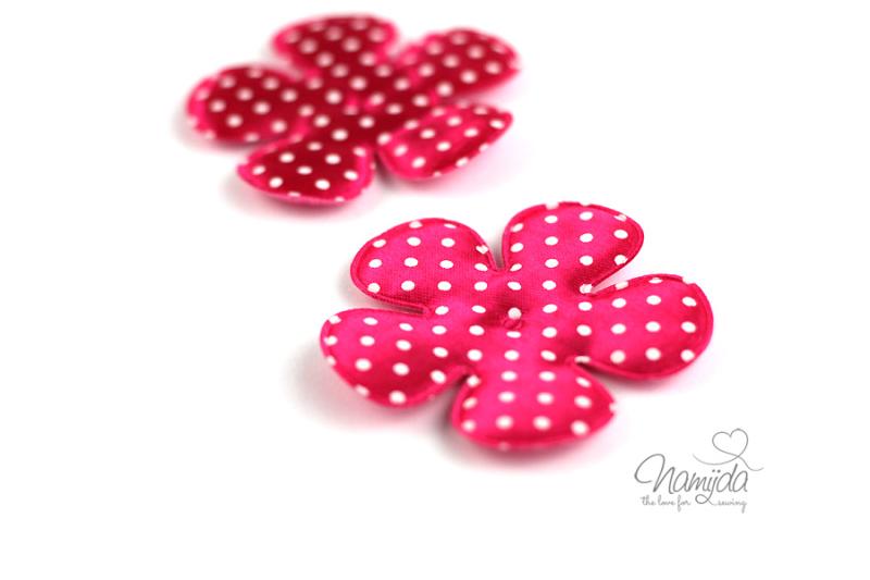 2 Stck. ♥Blumen Applikationen - 6,5cm - gepunktet - PINK♥