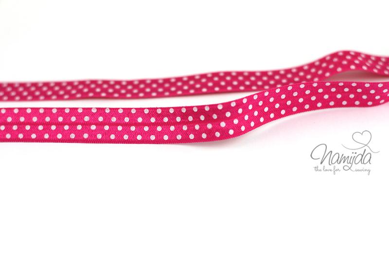 1 MTR. ♥ Elastisches Einfassband - Pink - Falzgummi - Pünktchen ♥