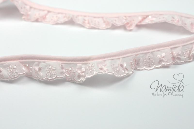 ♥1 Mtr. Wäschespitze gerüscht -  2,5cm - ROSA ♥