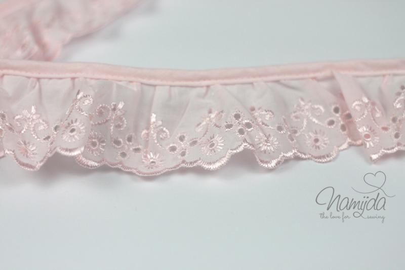 ♥1 Mtr. Wäschespitze gerüscht - Rosa - 5cm - glänzend ♥