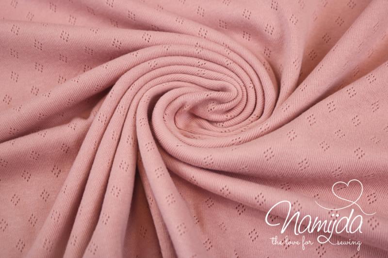 0,5 MTR. ♥ BAUMWOLLJERSEY POINTOILLE Lochstickerrei RoSA ♥