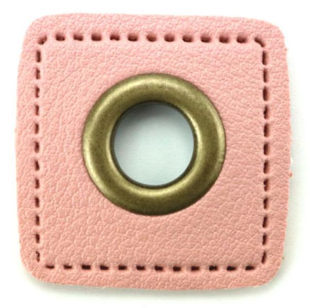 1 STÜCK KuNSTLEDER ÖSEN Patch ROSA - 11mm - BRONZE