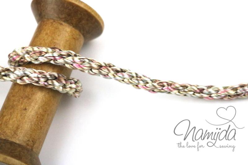 1 MTR. METALLIC MuLTICoLOUR Kordel - RoSE/KUPFER - 8mm