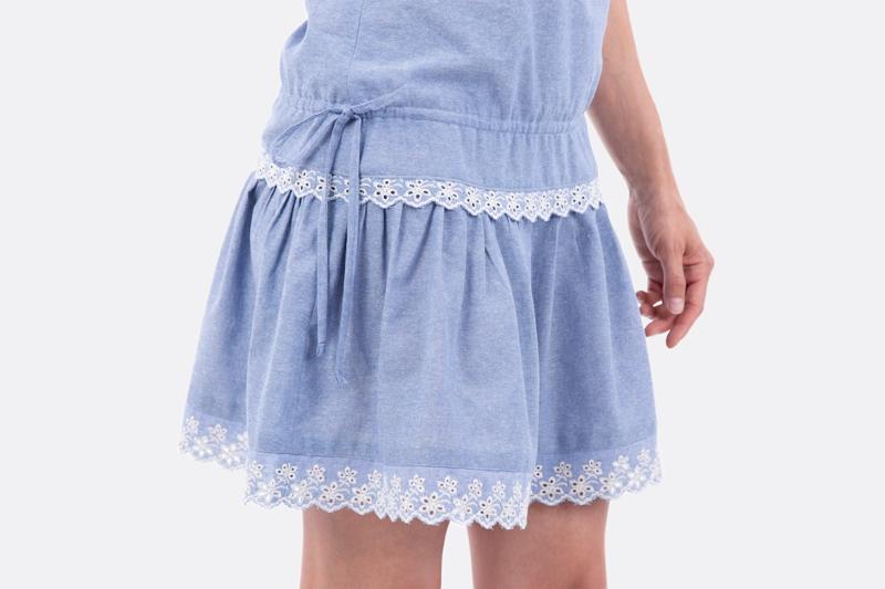 ♥1 Mtr. CHAMBRAY Wäschespitze ♥ HeLLBLau - 6,5cm ♥