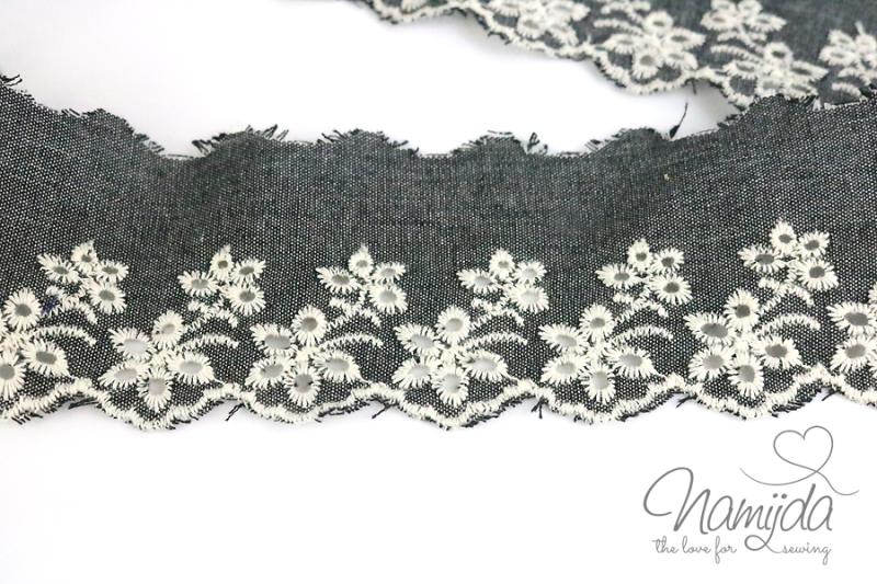 ♥1 Mtr. CHAMBRAY Wäschespitze ♥ SCHwARZ - 6,5cm ♥