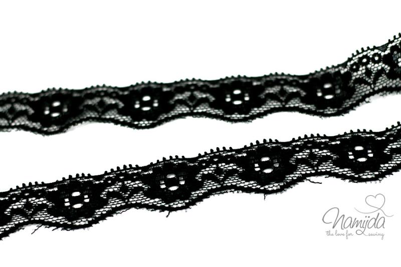 1 MTR. ♥Elastische Spitzeborte - 2cm - Schwarz ♥