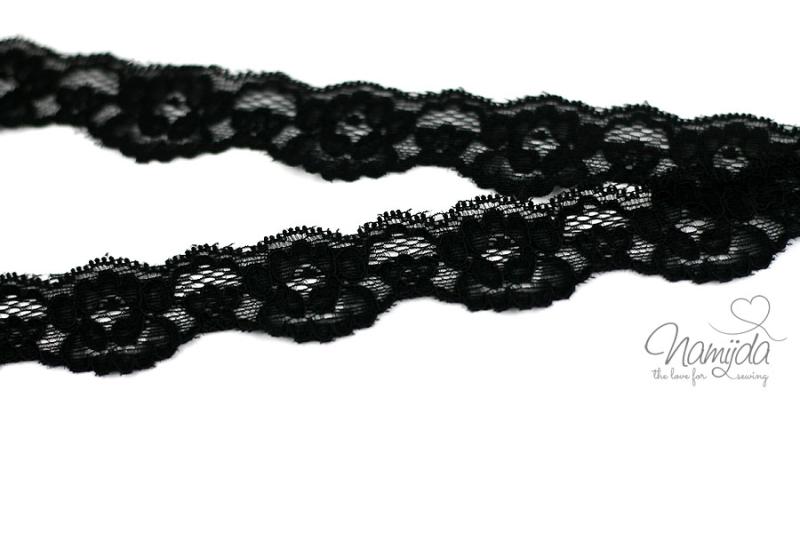 1 MTR. ♥Elastische Spitzeborte - 3cm - Schwarz ♥