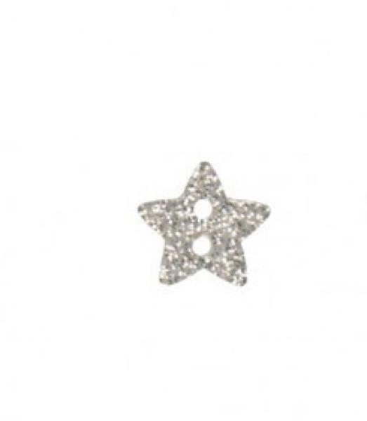 1 Stück ♥ GLiTZER STAR KNOPF -SiLBER - 18mm ♥